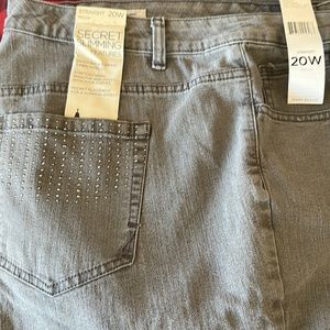 Jones NY Gray Jeans Secret Slimming Features, Back pockets silver rhinestones